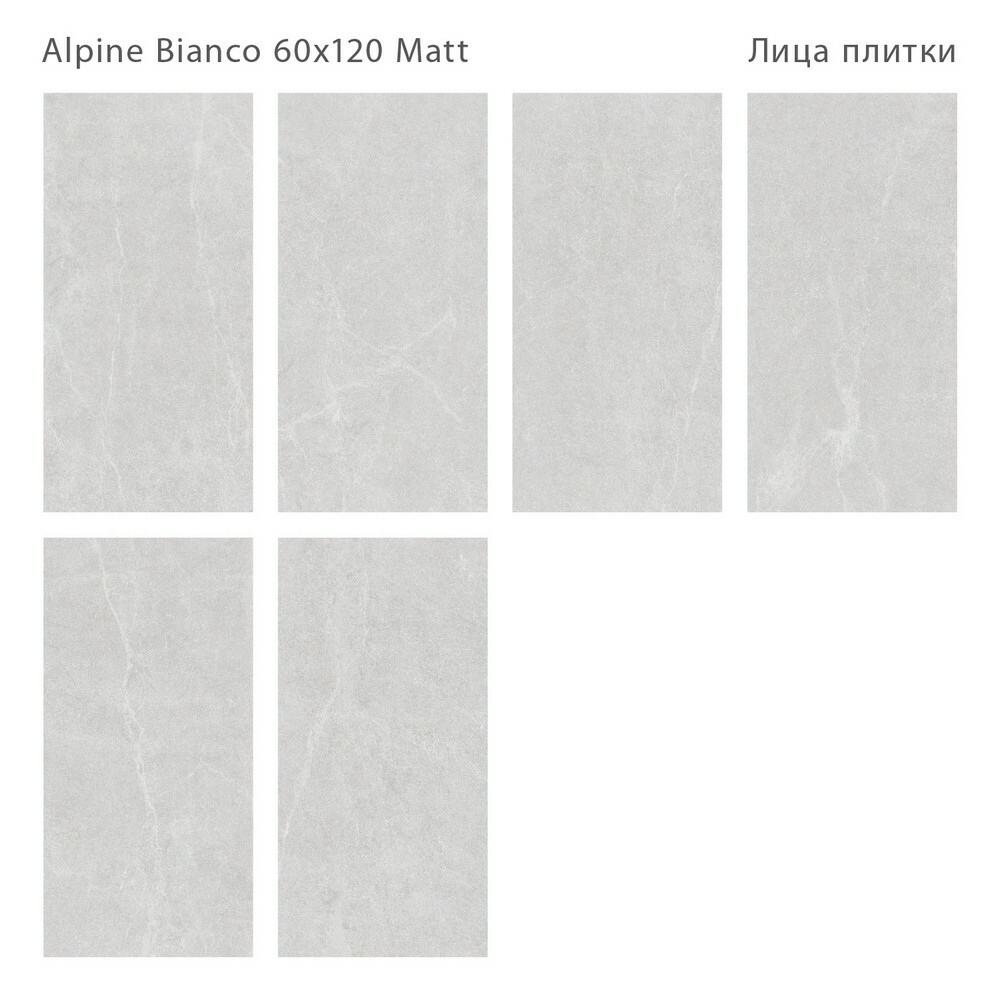 Плитка Alpine Bianco 60x120 Matt серия Silk