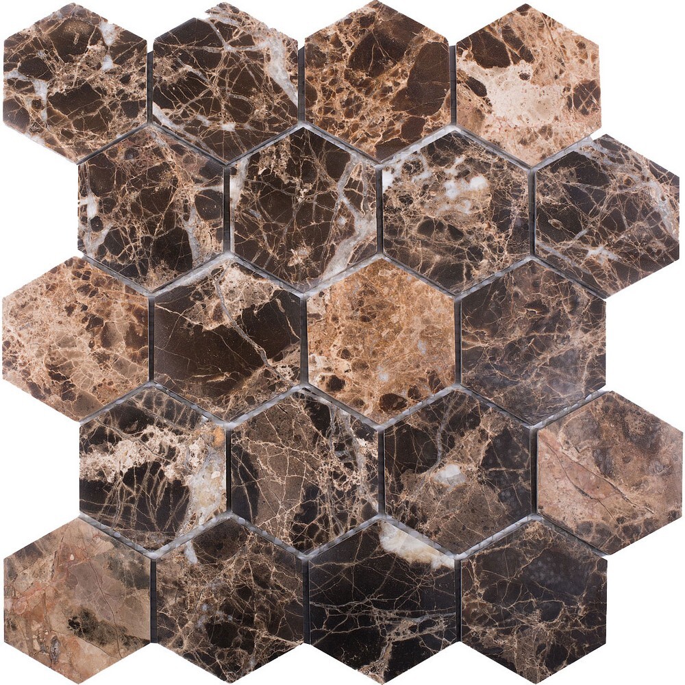 Мозаика Hexagon Dark Emperador Polished серия Wild Stone