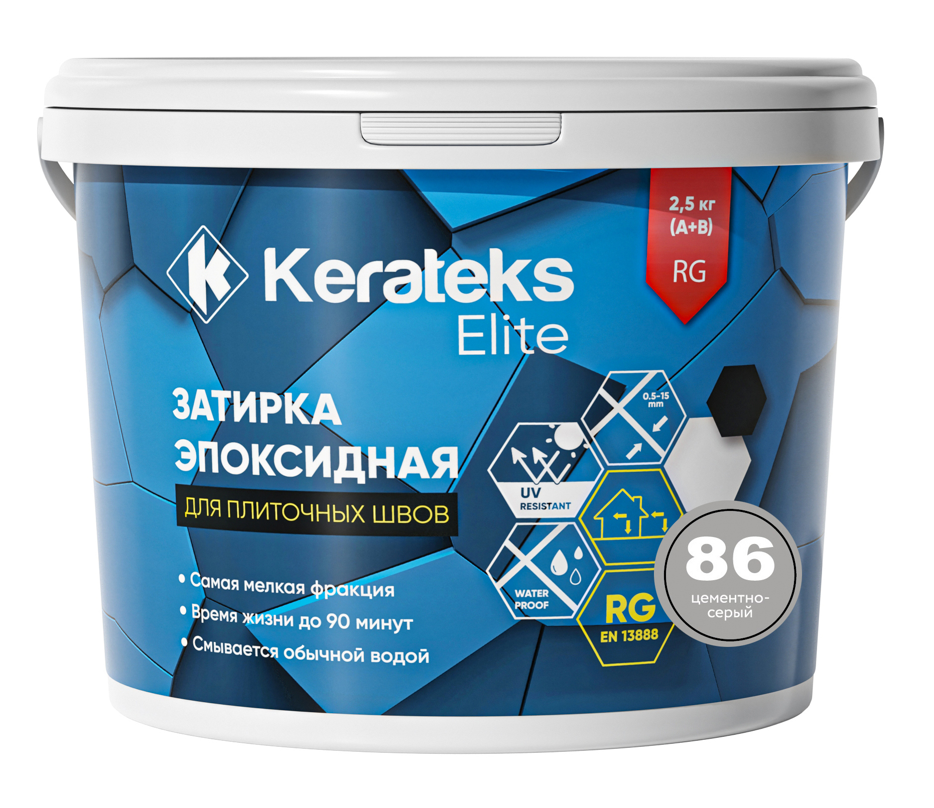 Затирка 86 Цементно-серый, 2.5 кг серия Kerateks Elite