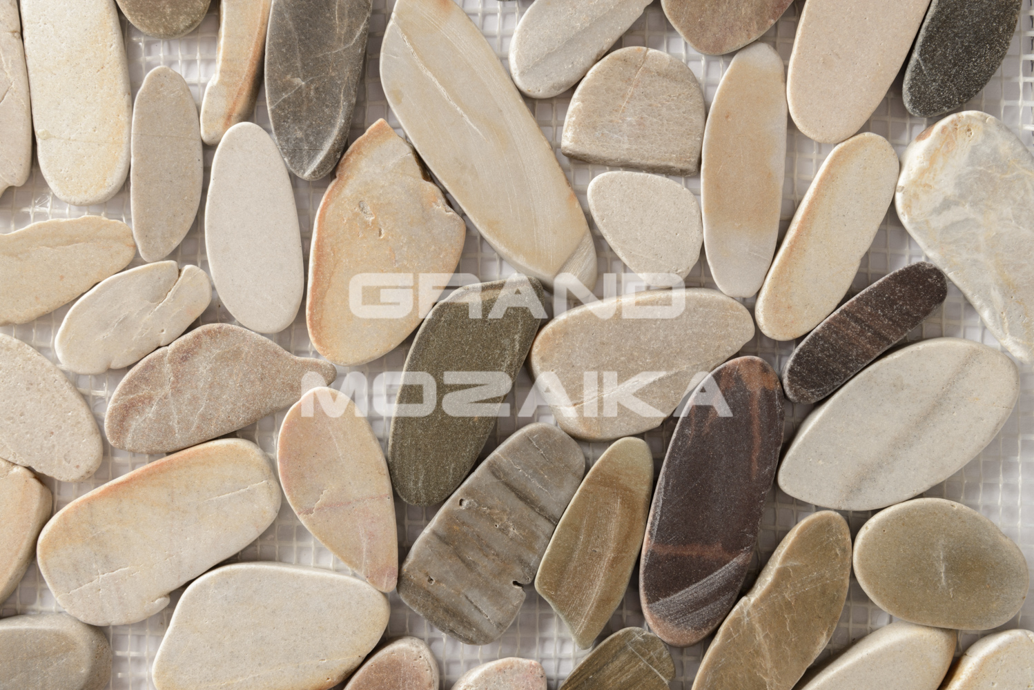 Мозаика 052384 MS00-ST BCP ГАЛЬКА овал бел/сер/красная серия Nature