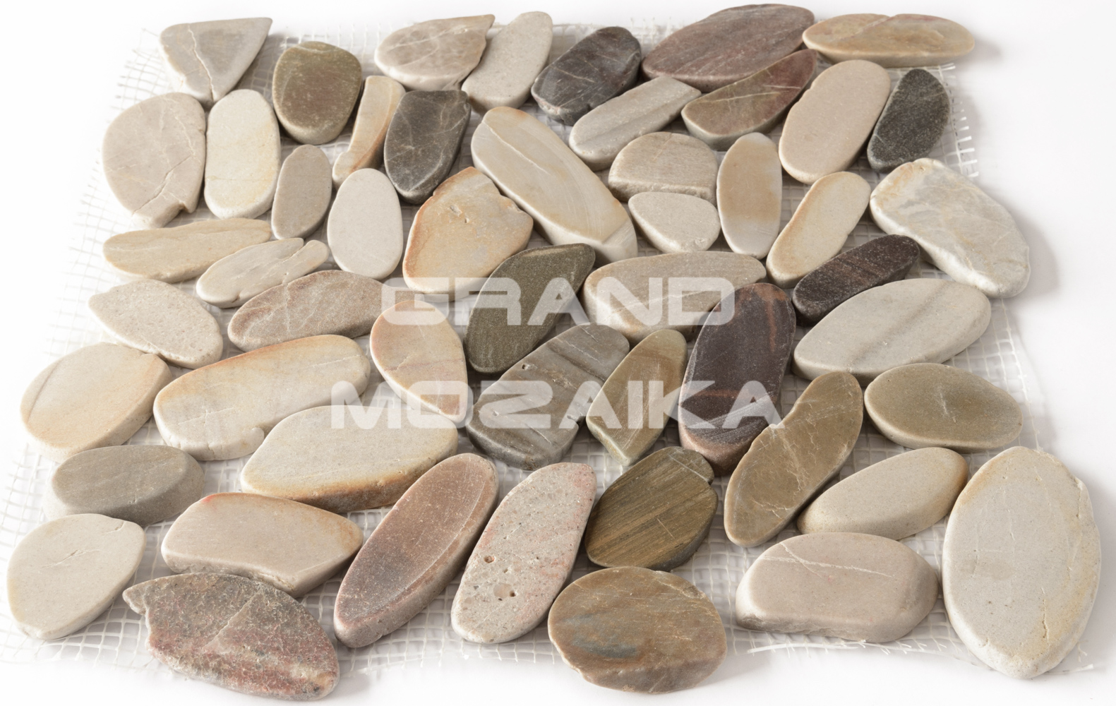 Мозаика 052384 MS00-ST BCP ГАЛЬКА овал бел/сер/красная серия Nature