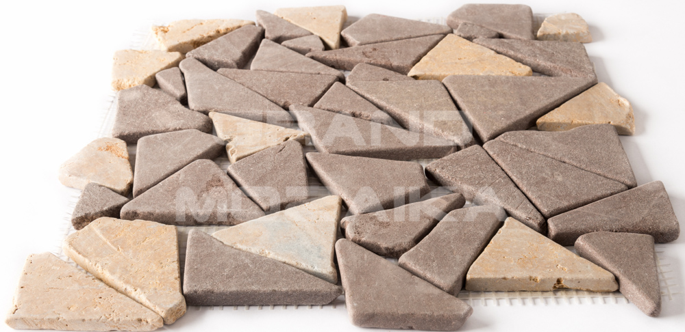 Мозаика 052376 MS-TRI MIX МРАМОР красно-жёлтый треугольный серия Nature