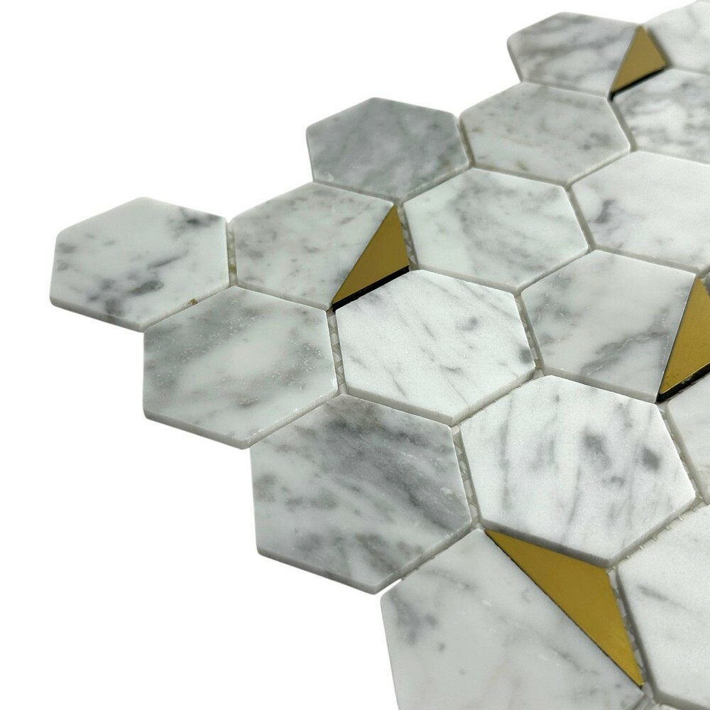 Мозаика HEXAGON CARRARA GOLD серия Hexagon