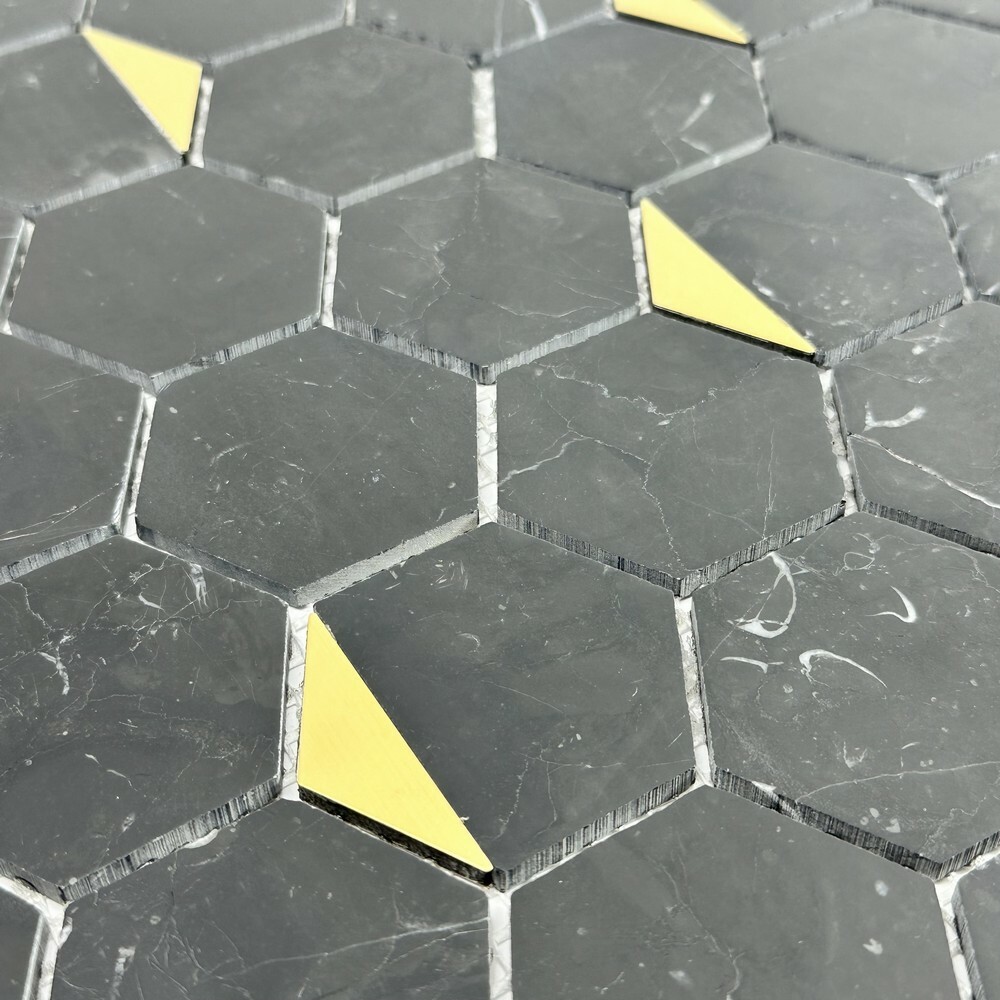 Мозаика HEXAGON NERO MARQUINA GOLD серия Hexagon