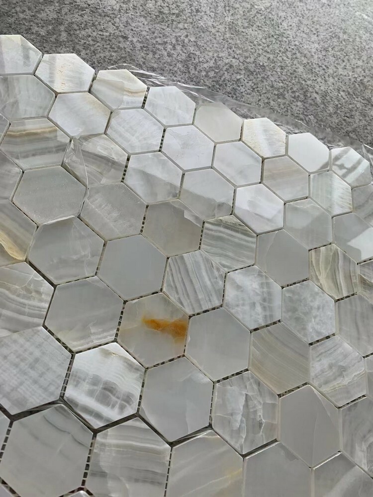 Мозаика HEXAGON ONYX WHITE серия Hexagon